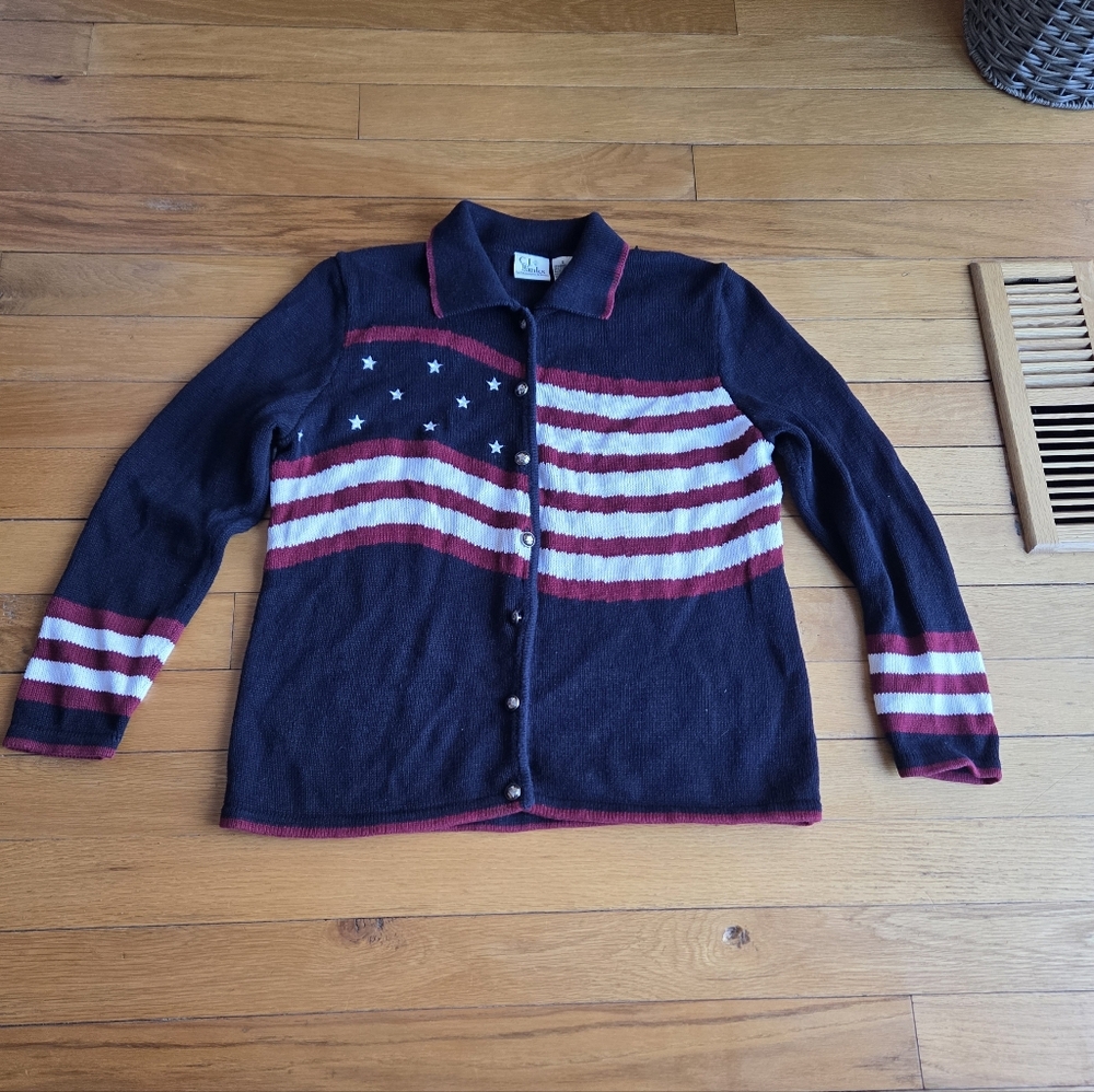 Vintage Christopher &‎ Banks Flag Knit Cardigan Size X